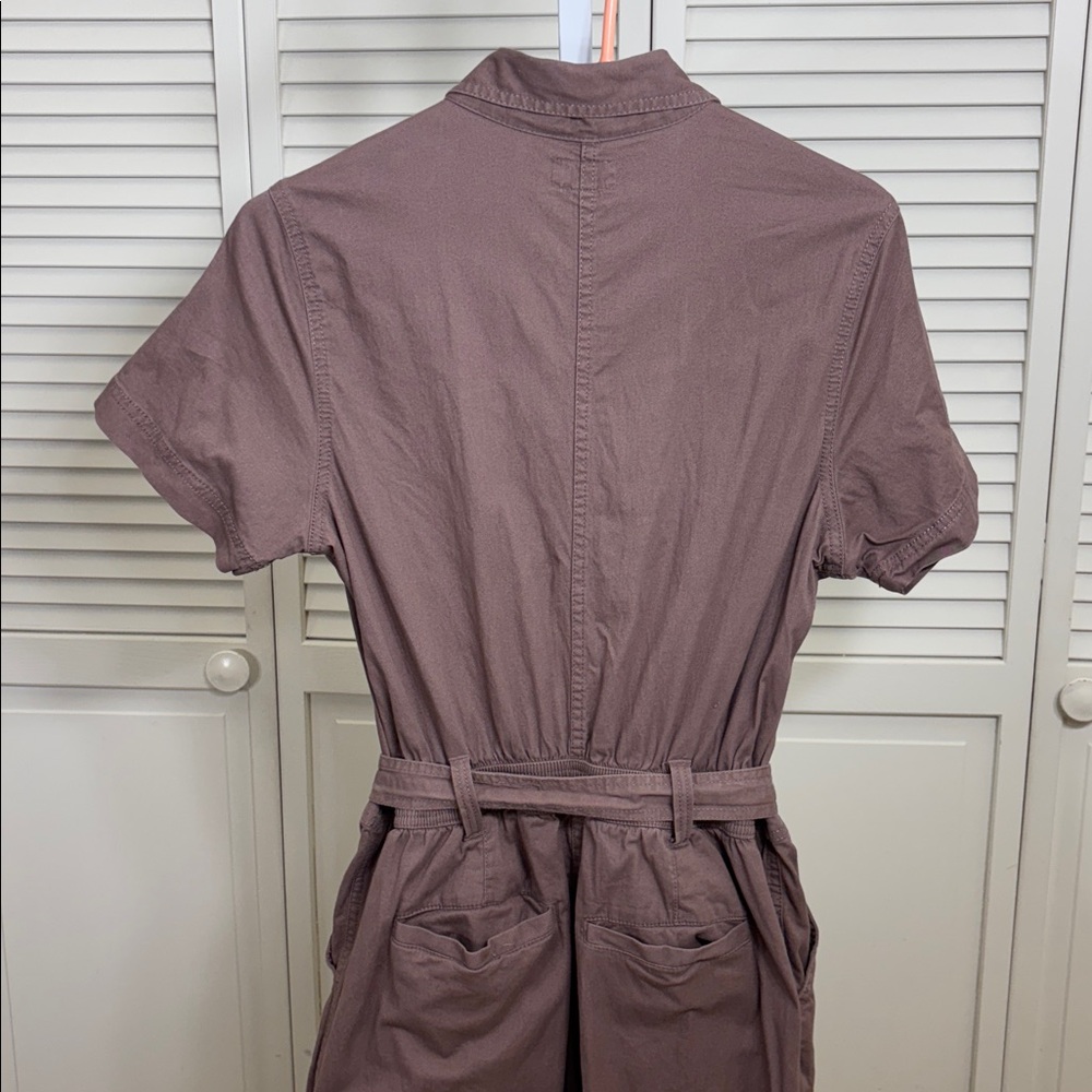 Pact Mocha Brown Boulevard Brushed Twill Zip Front Jumpsuit Medium - Picture 10 of 15